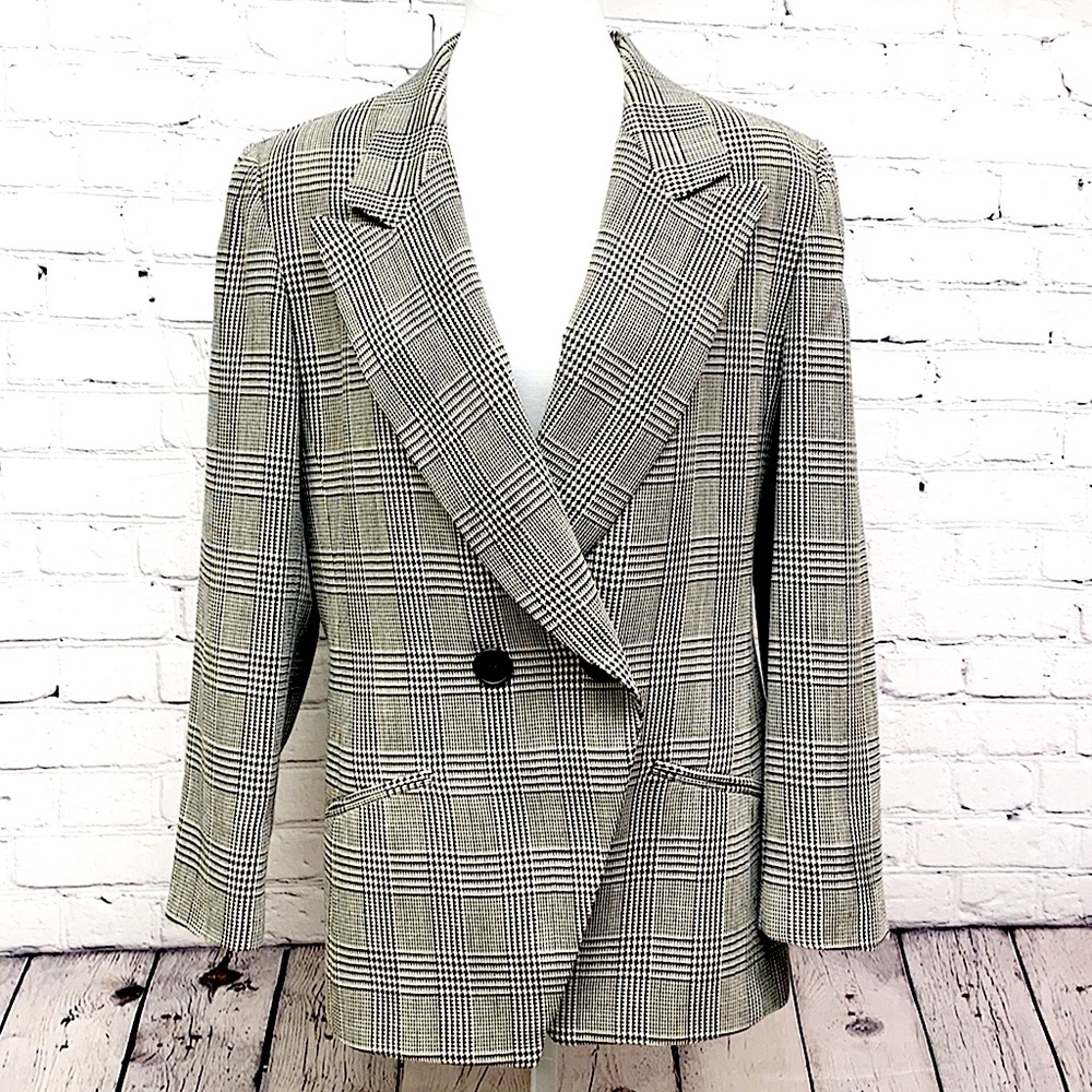 Christian Dior Vintage Black & White Plaid Blazer